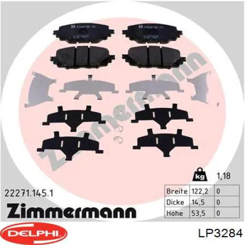 LP3284 Delphi pastillas de freno delanteras