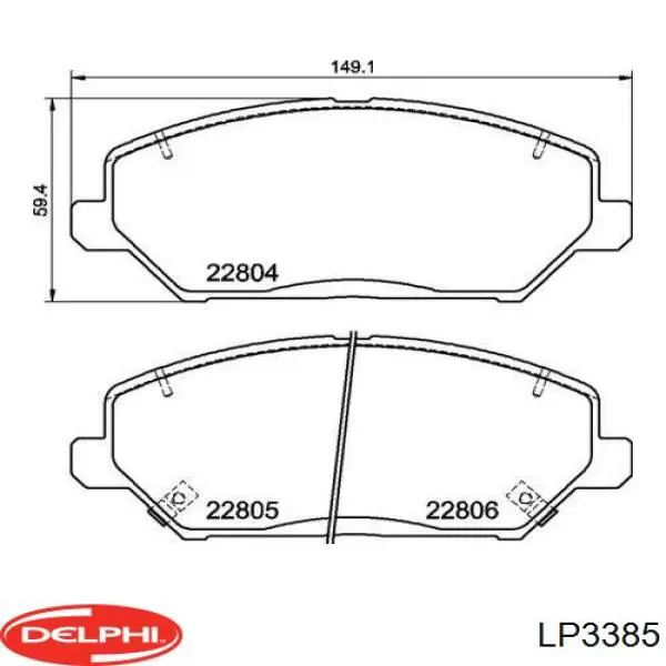 LP3385 Delphi pastillas de freno delanteras