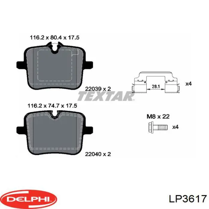 LP3617 Delphi pastillas de freno traseras