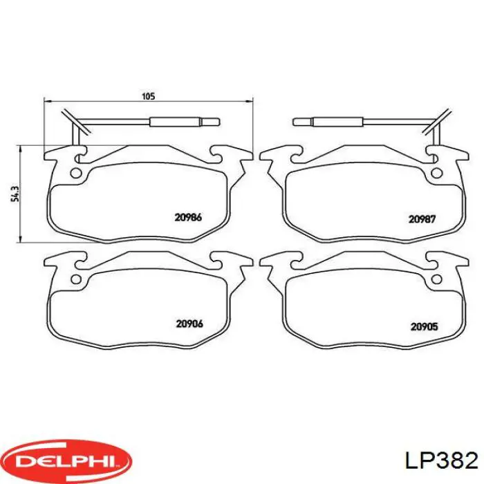 LP382 Delphi pastillas de freno delanteras