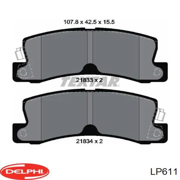 LP611 Delphi pastillas de freno traseras