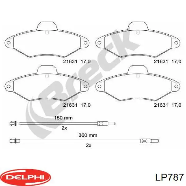 LP787 Delphi pastillas de freno delanteras