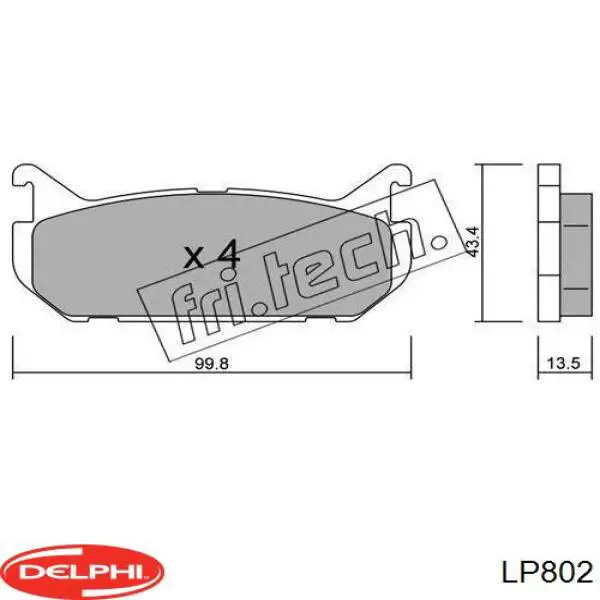 LP802 Delphi pastillas de freno traseras