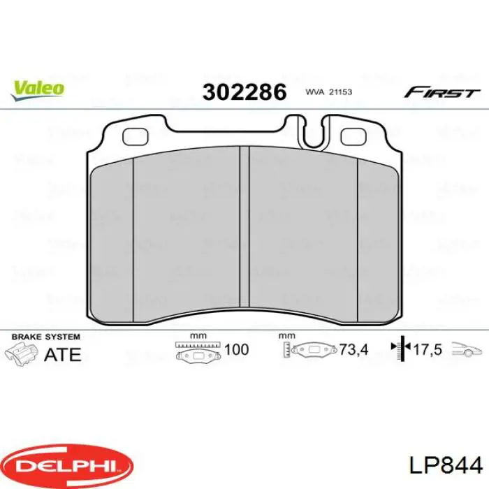 LP844 Delphi pastillas de freno delanteras