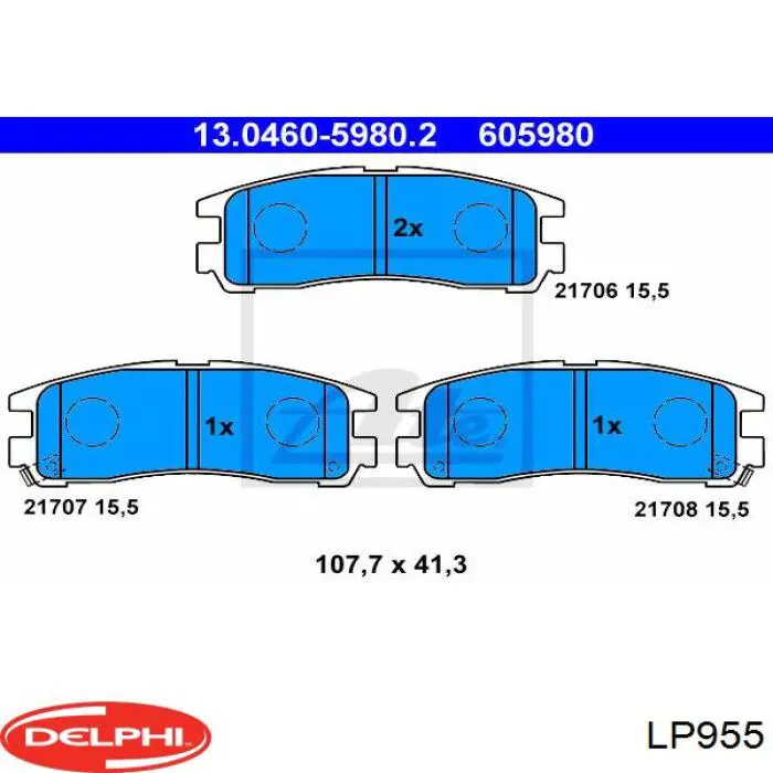 LP955 Delphi pastillas de freno traseras