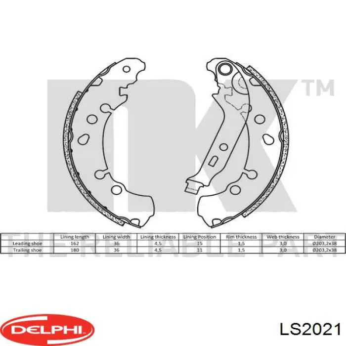 LS2021 Delphi zapatas de frenos de tambor traseras