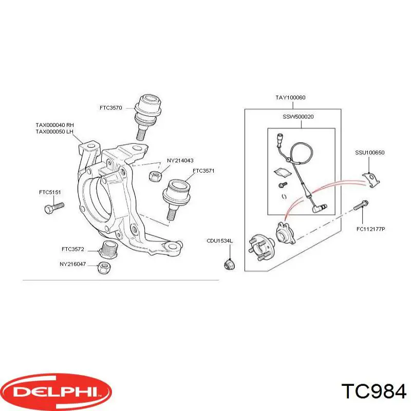 TC984 Delphi rótula de suspensión superior