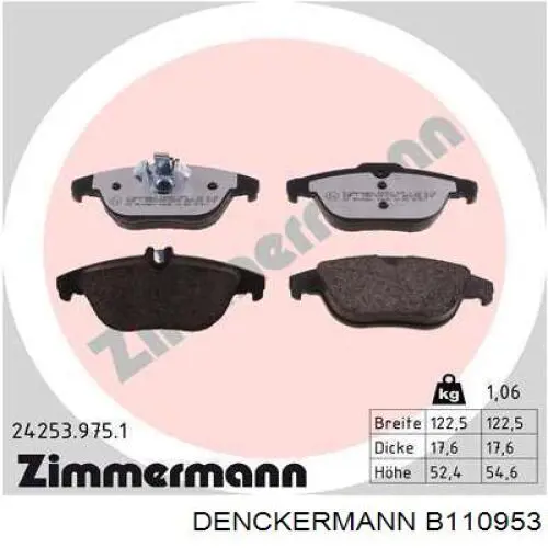 B110953 Denckermann pastillas de freno traseras