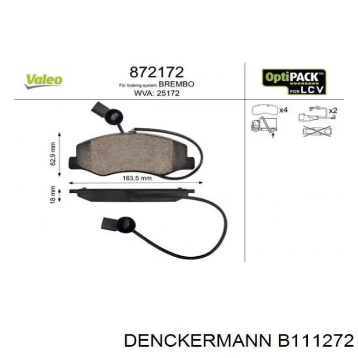 B111272 Denckermann pastillas de freno traseras