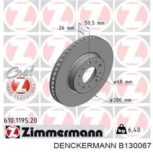 B130067 Denckermann freno de disco delantero