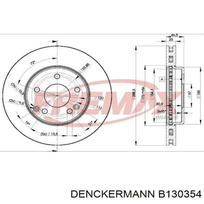 B130354 Denckermann freno de disco delantero