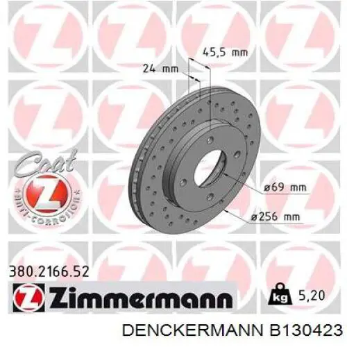 B130423 Denckermann freno de disco delantero