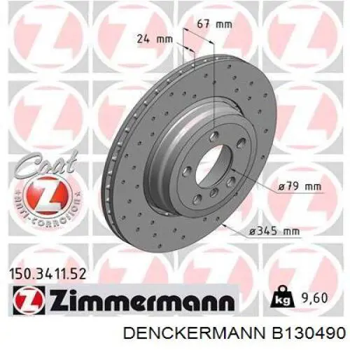 B130490 Denckermann disco de freno trasero