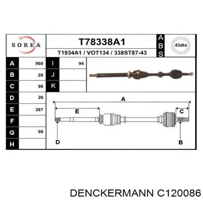 C120086 Denckermann junta homocinética exterior delantera