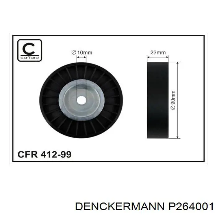 P264001 Denckermann rodillo, correa trapecial poli v