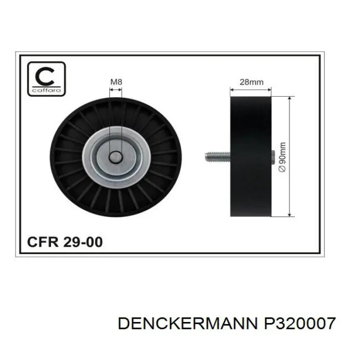 P320007 Denckermann polea inversión / guía, correa poli v