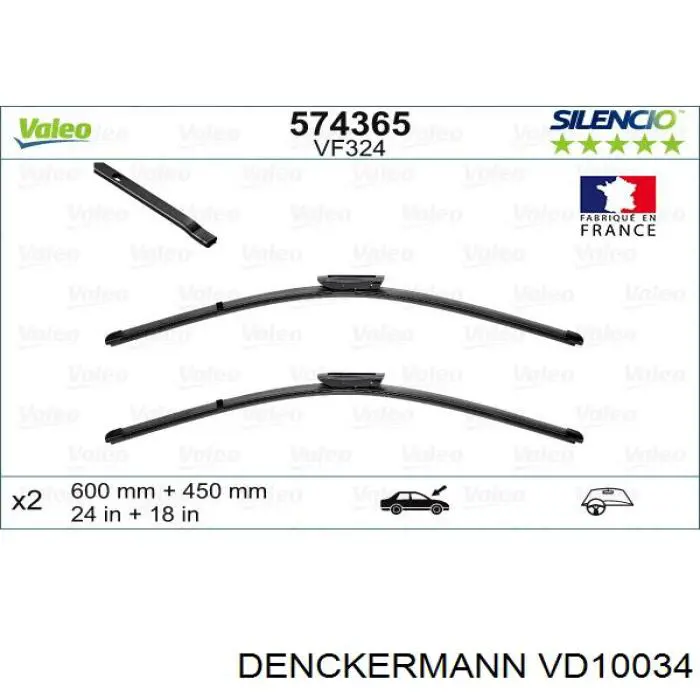  Juego de limpiaparabrisas de luna delantera, 2 piezas para Renault Megane 2 