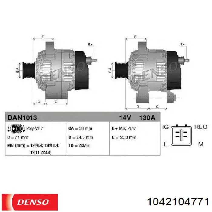 1042104771 Denso alternador