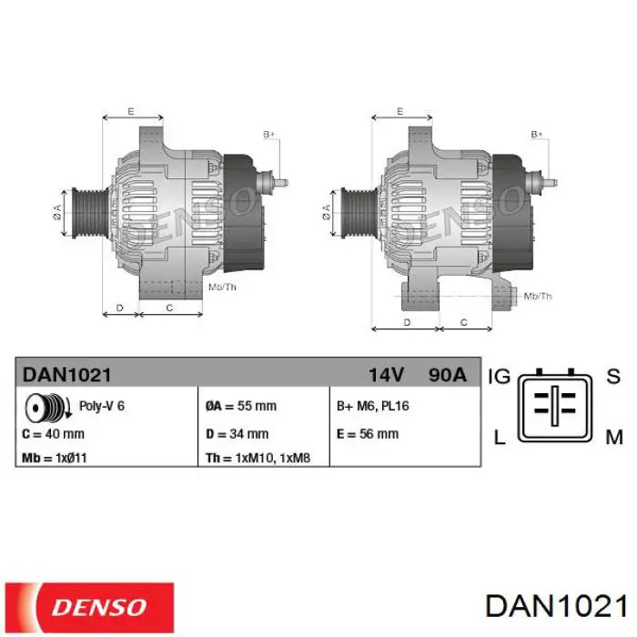 DAN1021 Denso alternador