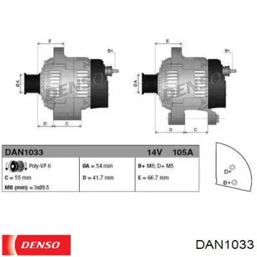 DAN1033 Denso alternador