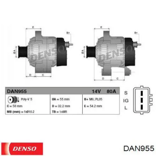 DAN955 Denso alternador