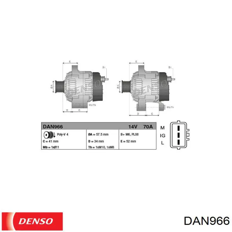 DAN966 Denso alternador