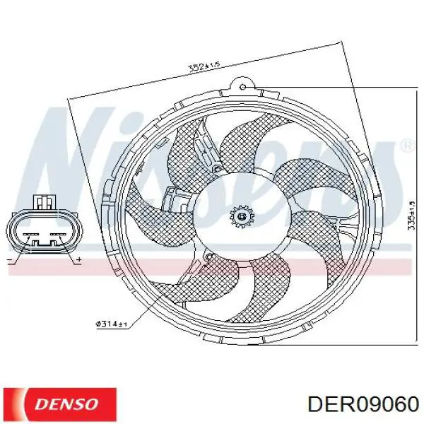 DER09060 Denso ventilador (rodete +motor refrigeración del motor con electromotor completo)