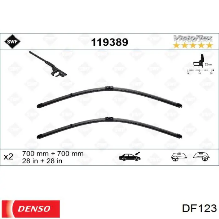  Juego de limpiaparabrisas de luna delantera, 2 piezas para Mercedes S W221