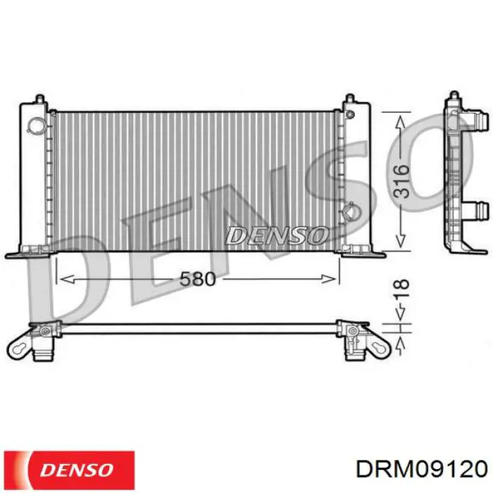 DRM09120 Denso radiador refrigeración del motor