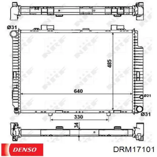 DRM17101 Denso radiador refrigeración del motor