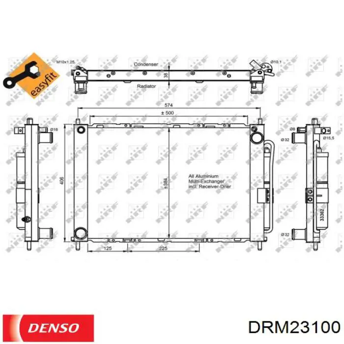 DRM23100 Denso radiador refrigeración del motor