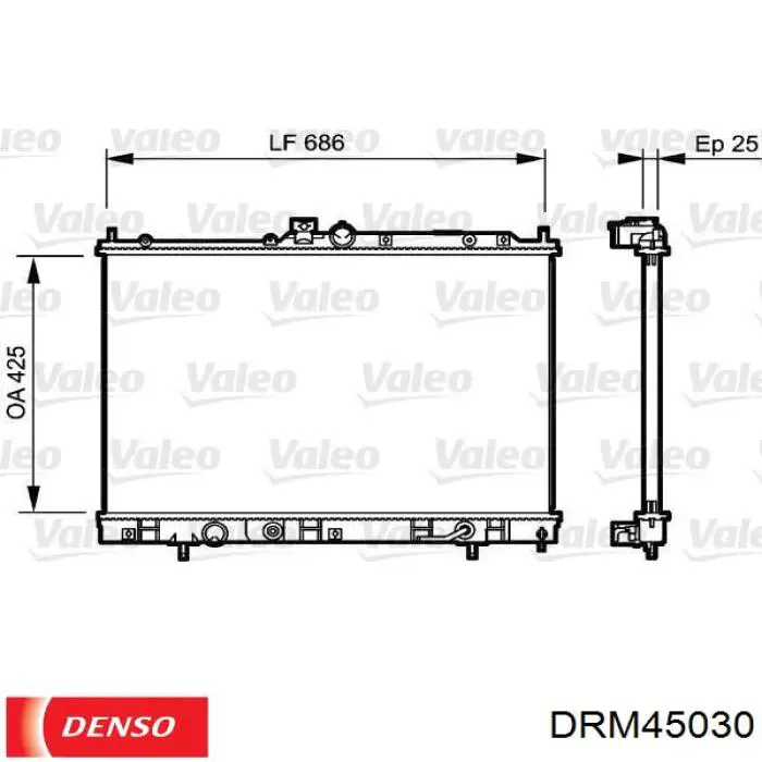 DRM45030 Denso radiador refrigeración del motor