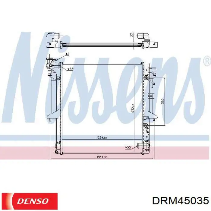 DRM45035 Denso radiador refrigeración del motor