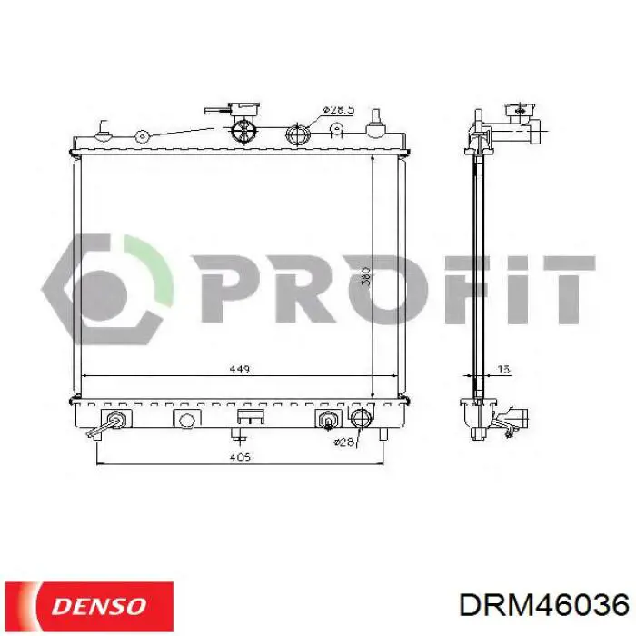 DRM46036 Denso radiador refrigeración del motor