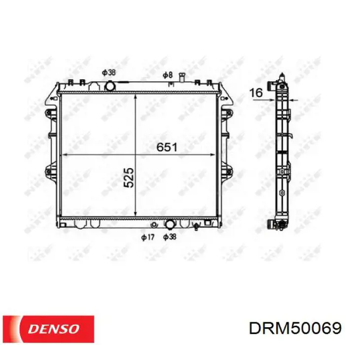 DRM50069 Denso radiador refrigeración del motor