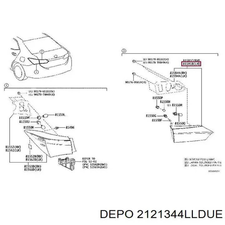 212-1344L-LD-UE Depo/Loro piloto posterior interior izquierdo