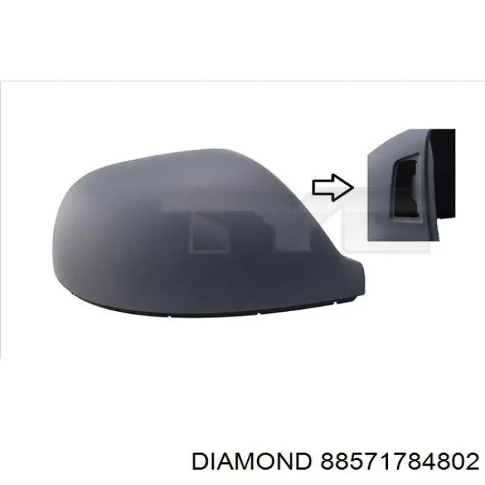 88571784802 Diamond/DPA cristal de espejo retrovisor exterior derecho