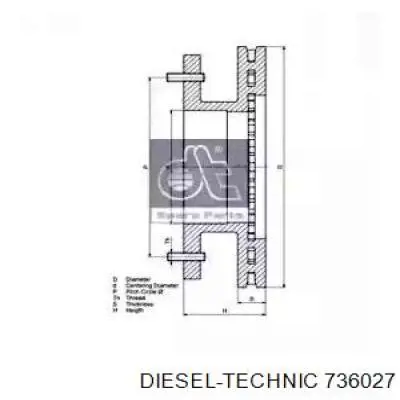 7.36027 Diesel Technic disco de freno trasero