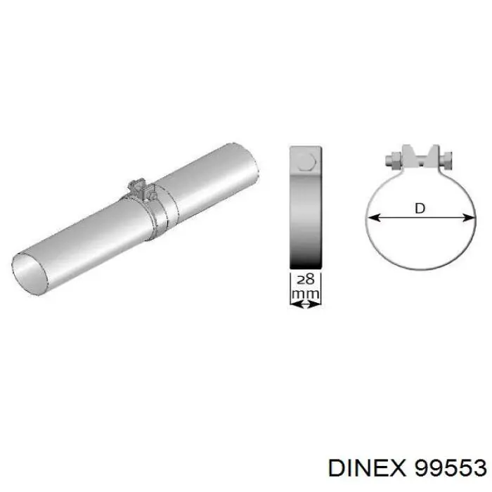 99553 Dinex abrazadera de silenciador delantera