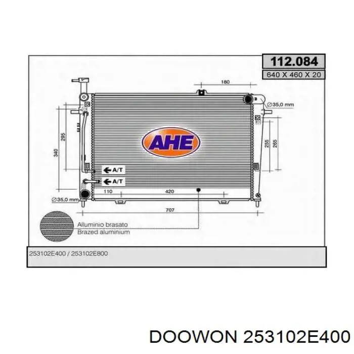 ADG098135 Blue Print radiador refrigeración del motor