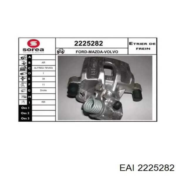 BPYK61XA Mazda pinza de freno trasero derecho