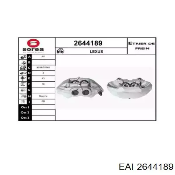  Pinza de freno delantera izquierda para Lexus LS UCF30