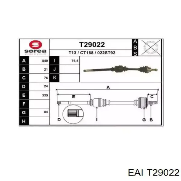  Árbol de transmisión delantero derecho para Citroen C15 VD