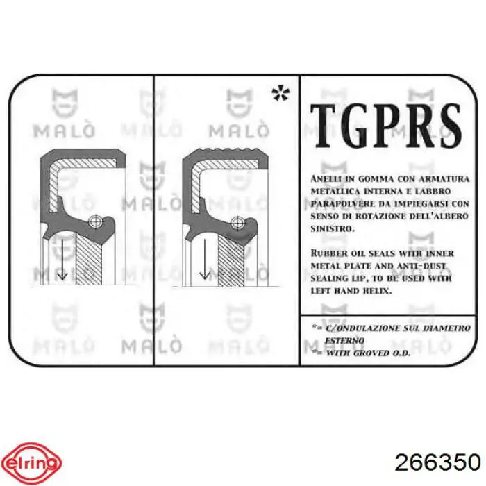 266.350 Elring anillo retén, cigüeñal