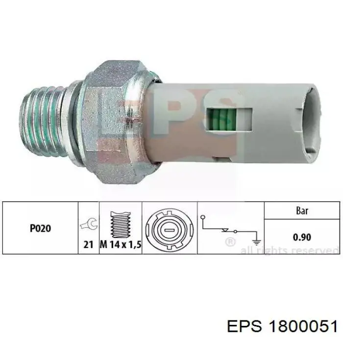 1.800.051 EPS indicador, presión del aceite