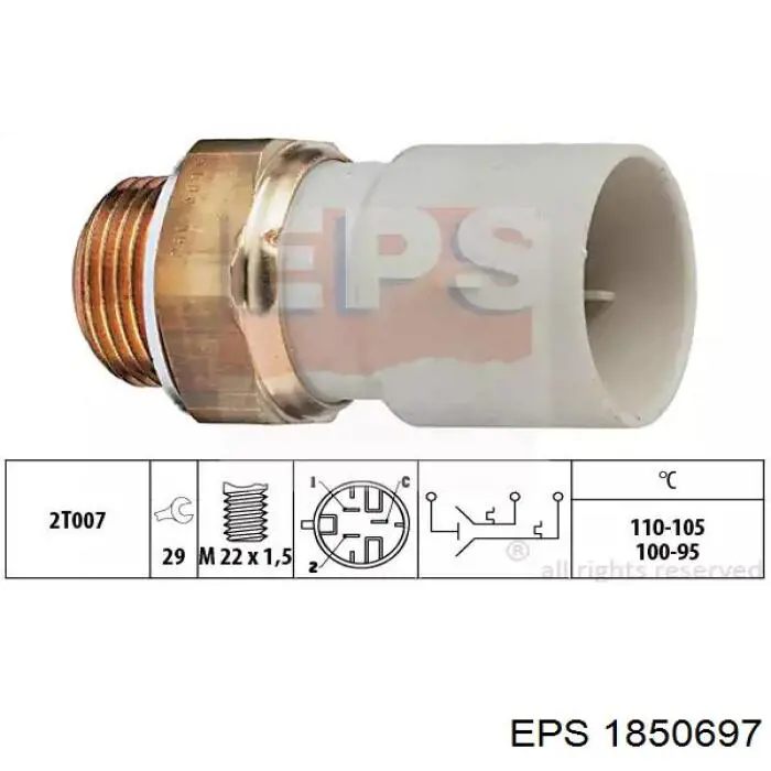 1.850.697 EPS sensor, temperatura del refrigerante (encendido el ventilador del radiador)