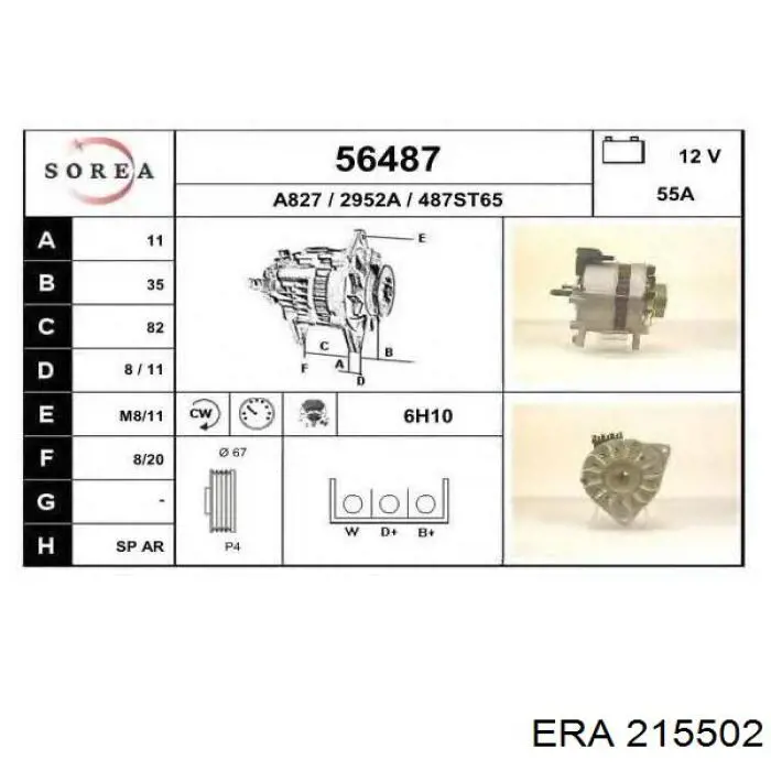 215502 ERA alternador diodo puente rectificador