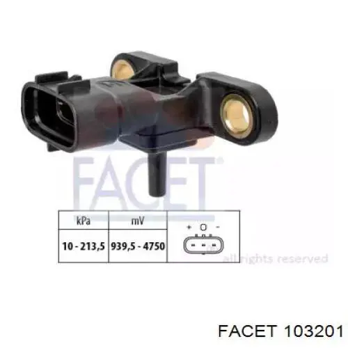 103201 Facet sensor de presion de carga (inyeccion de aire turbina)