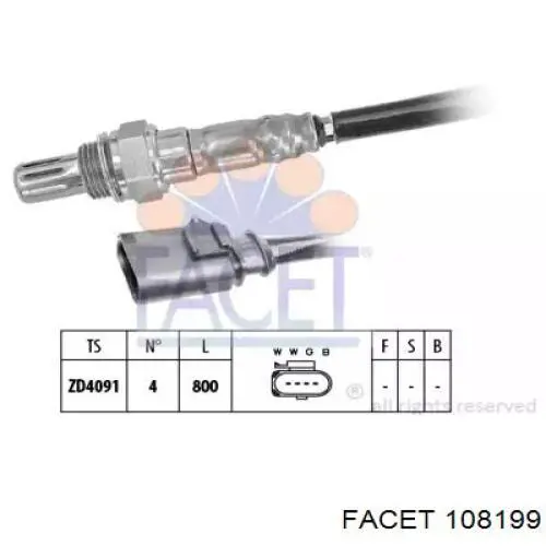 10.8199 Facet sonda lambda sensor de oxigeno post catalizador