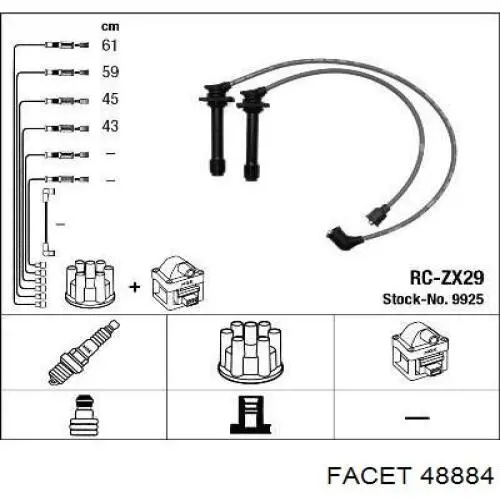 48884 Facet juego de cables de encendido